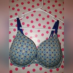 Victoria Secret Perfect Shape Patterned Blue Toned Underwire Bra 36DD